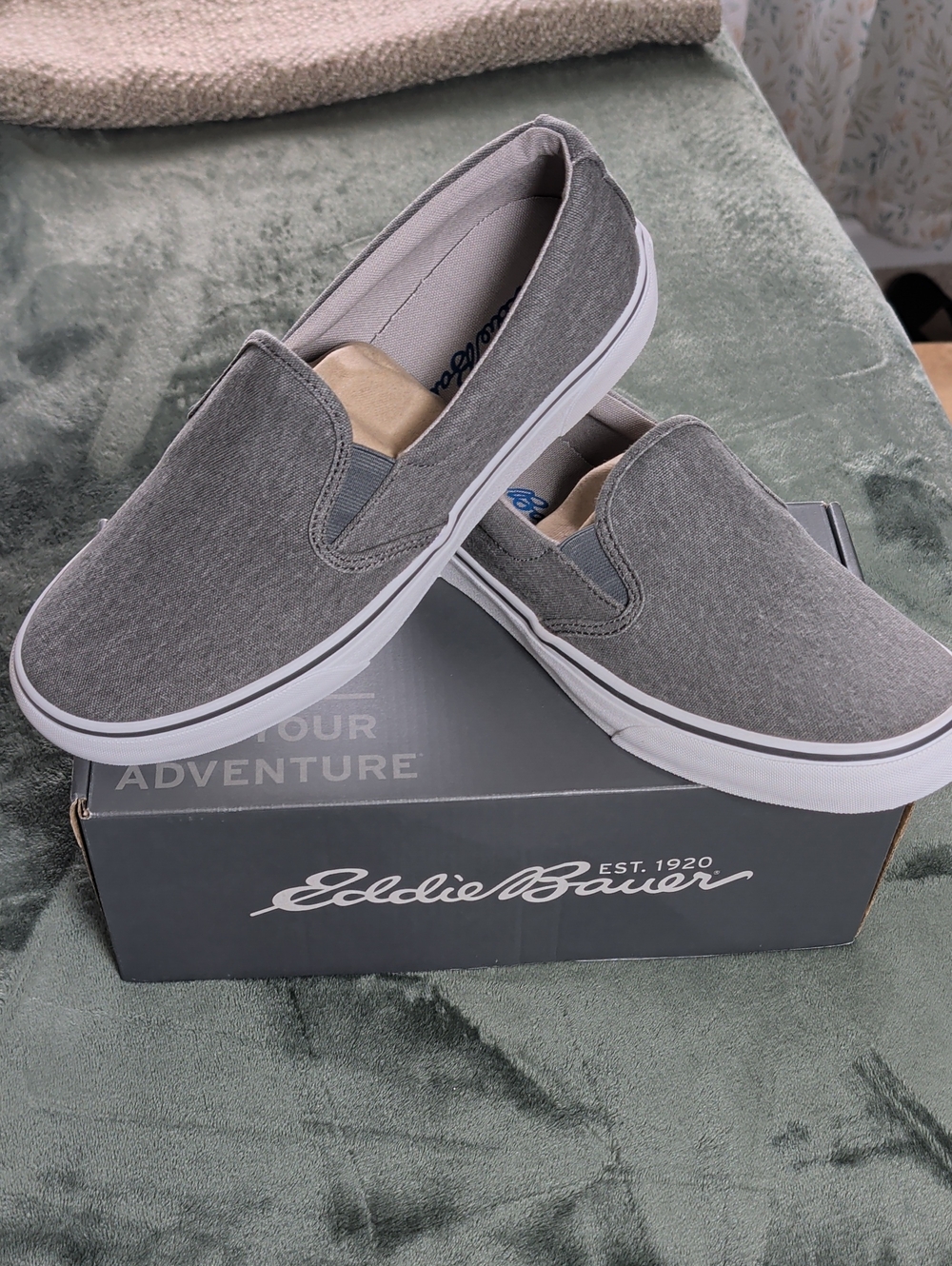 Eddie Bauer Grey Canvas Slip-On Loafers